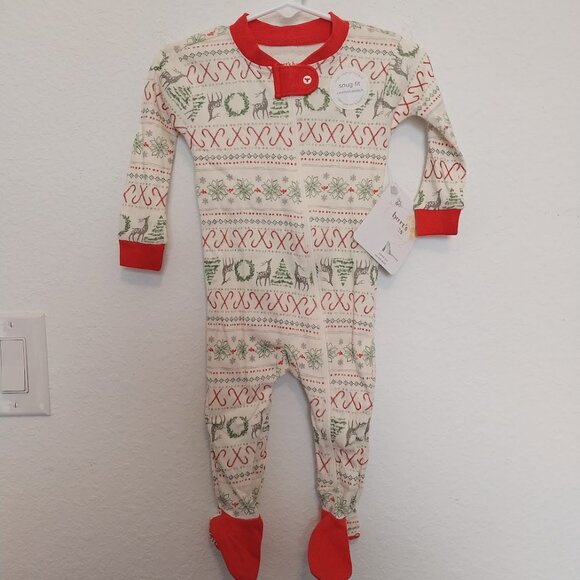 Burt's Bees Baby Holiday Footed Pajama - Picture 1 of 7